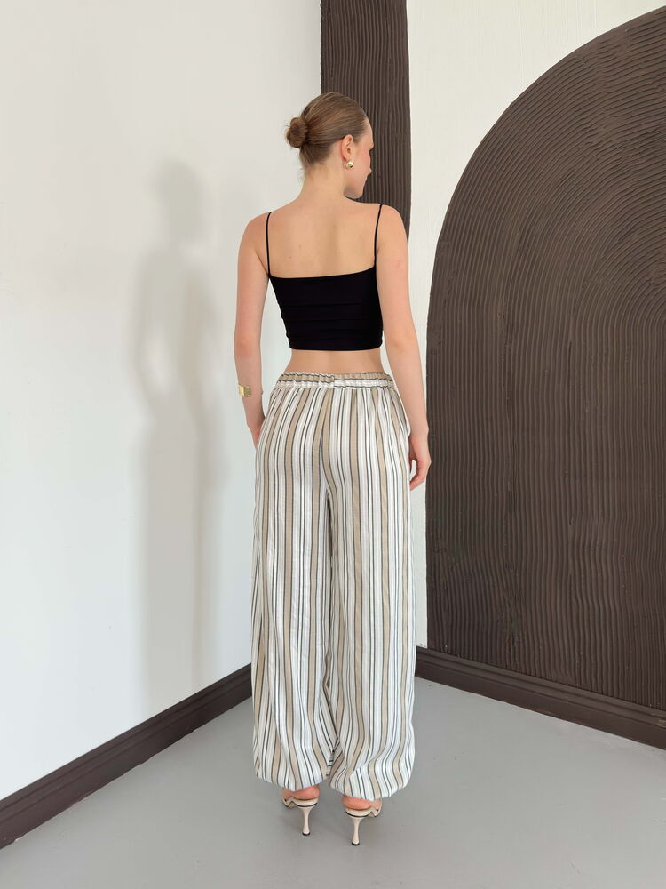 pantalon large a rayures image 5