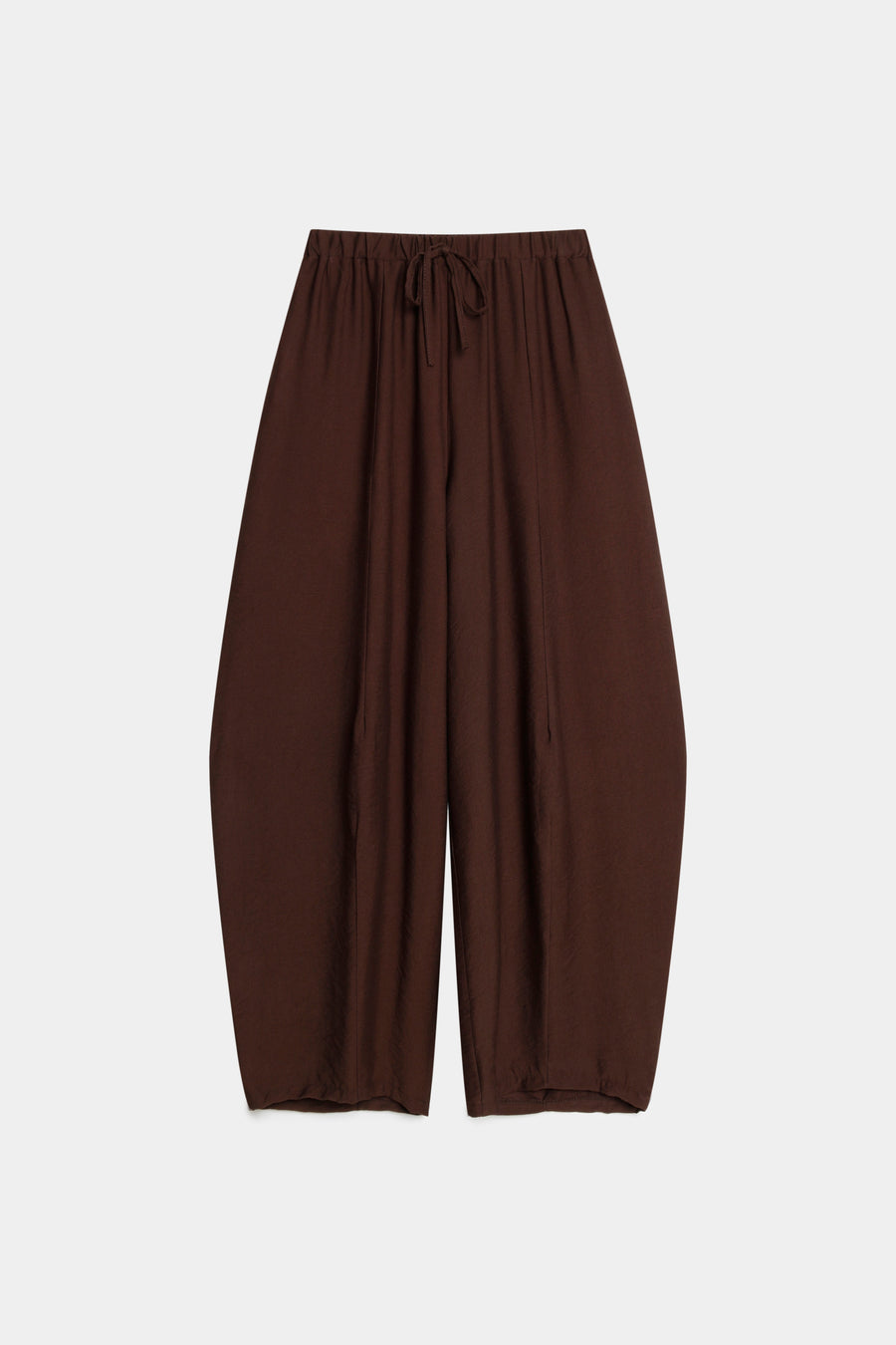 Pantalon ballon chocolat présenté à plat de face