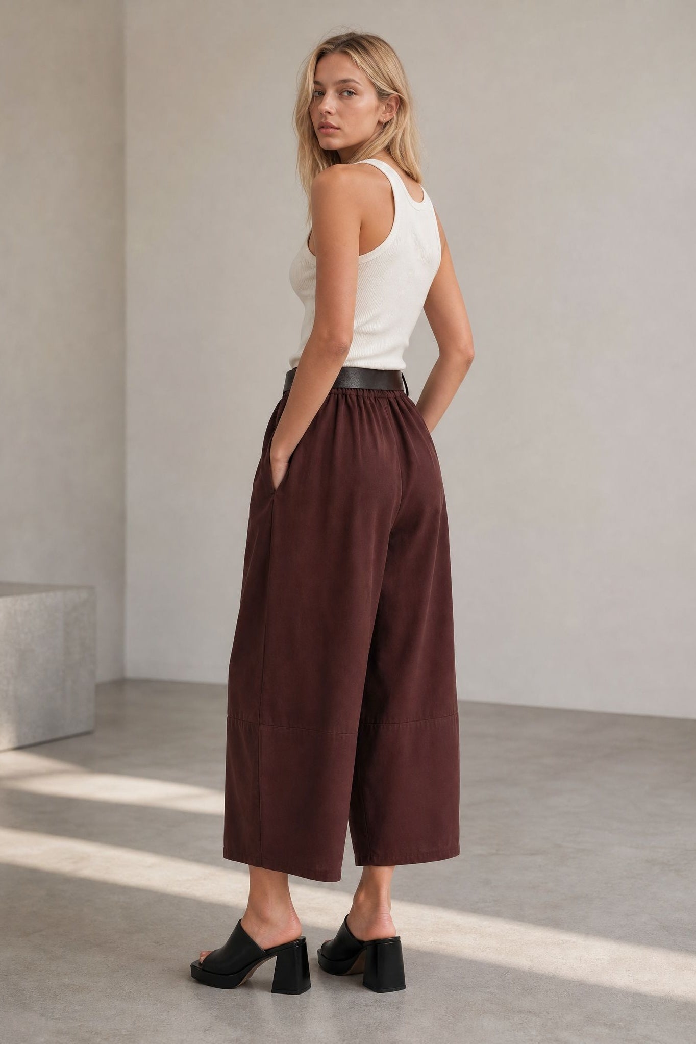 Pantalon barrel 7 8 en coton