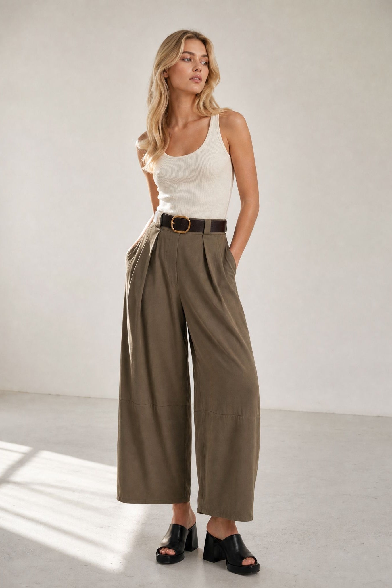 Pantalon barrel 7 8 en coton