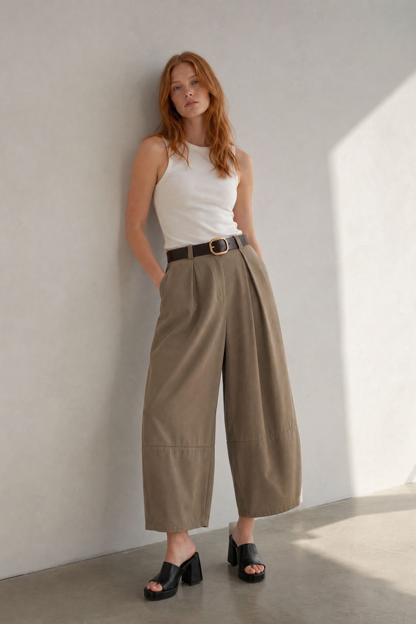 Pantalon barrel 7 8 en coton