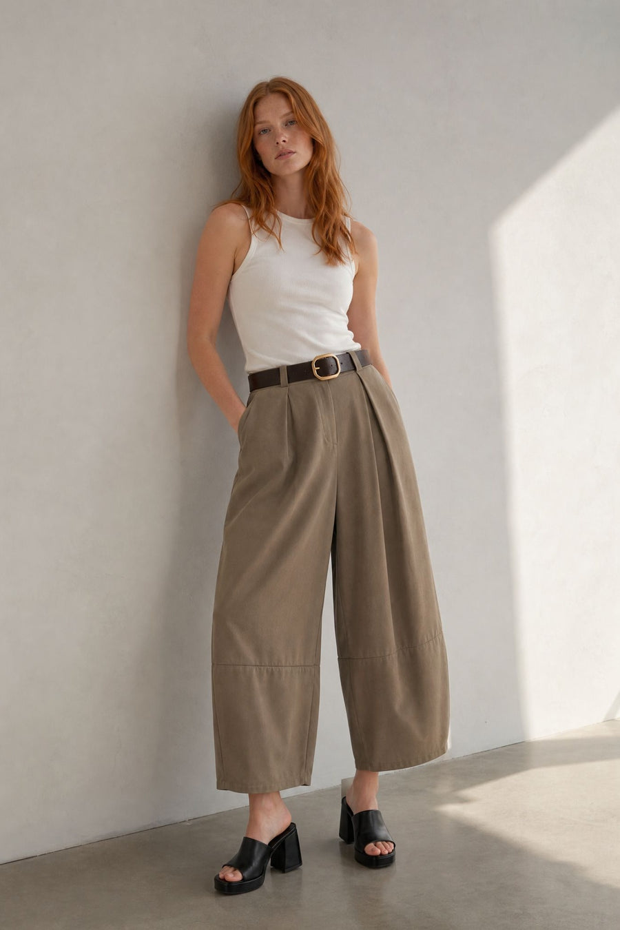 Pantalon barrel 7 8 en coton