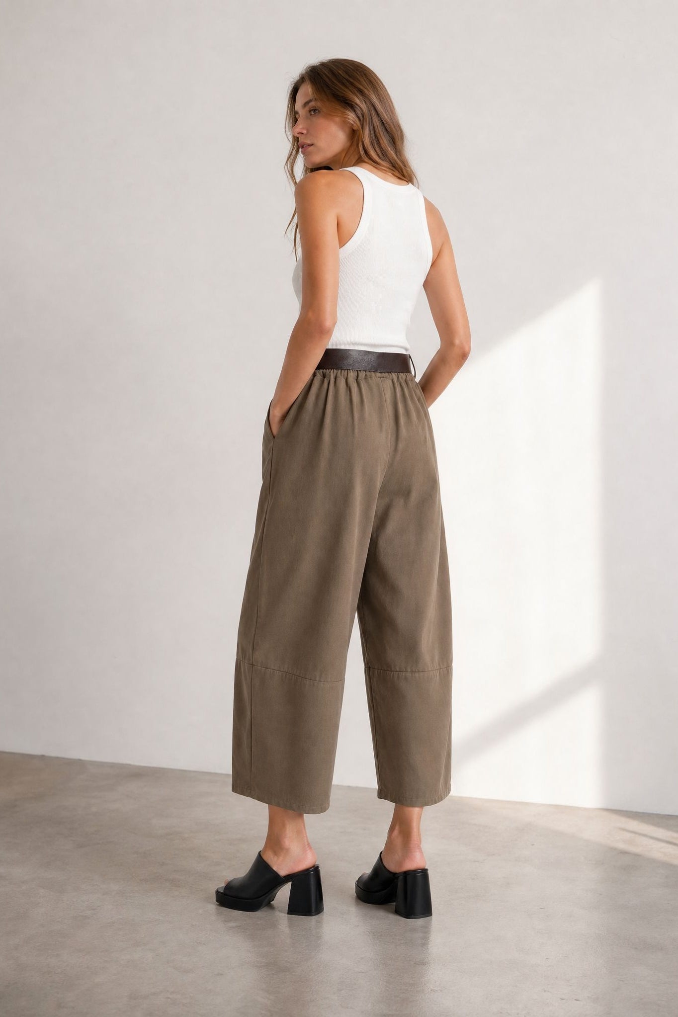 Pantalon barrel 7 8 en coton