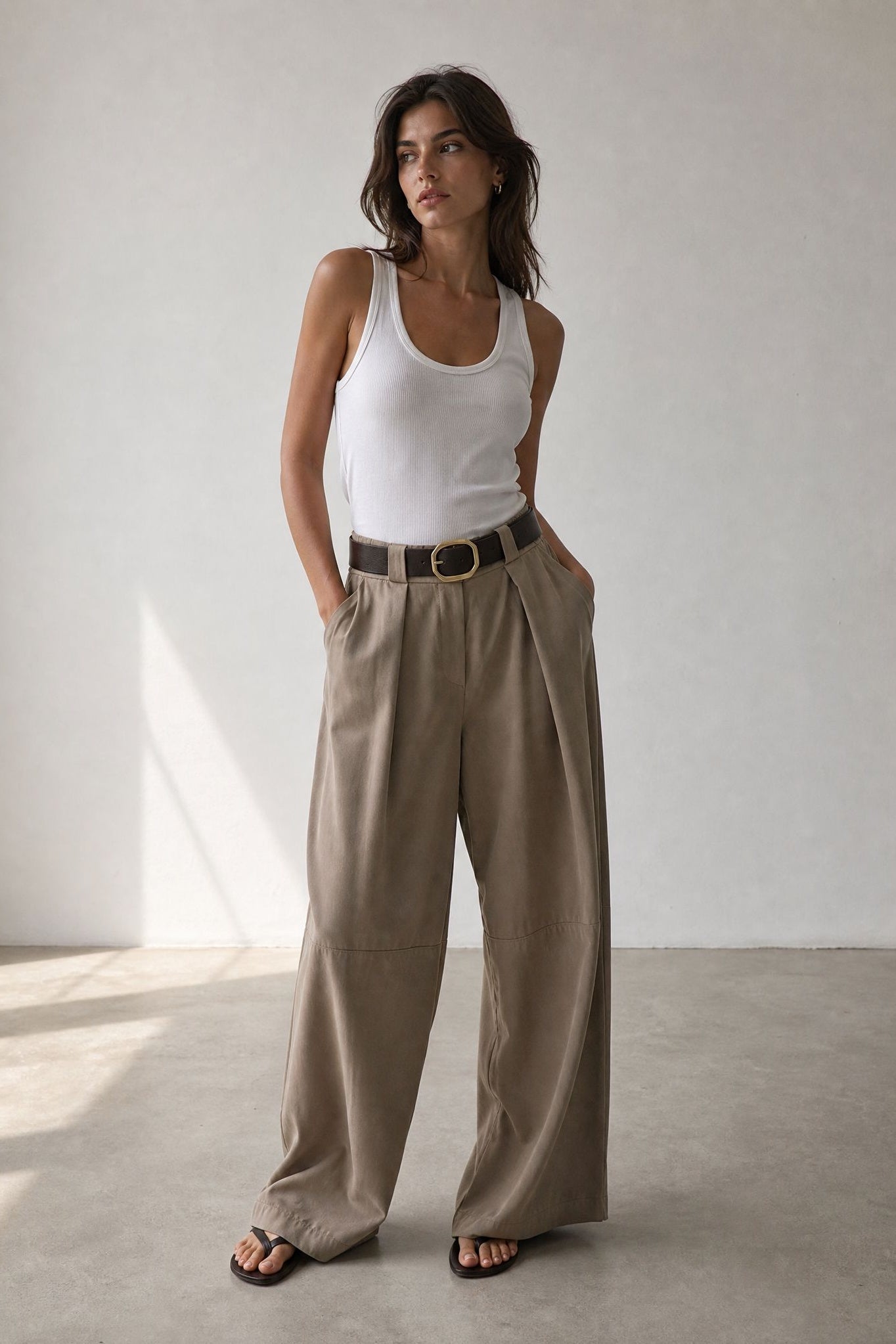 Pantalon barrel 7 8 en coton