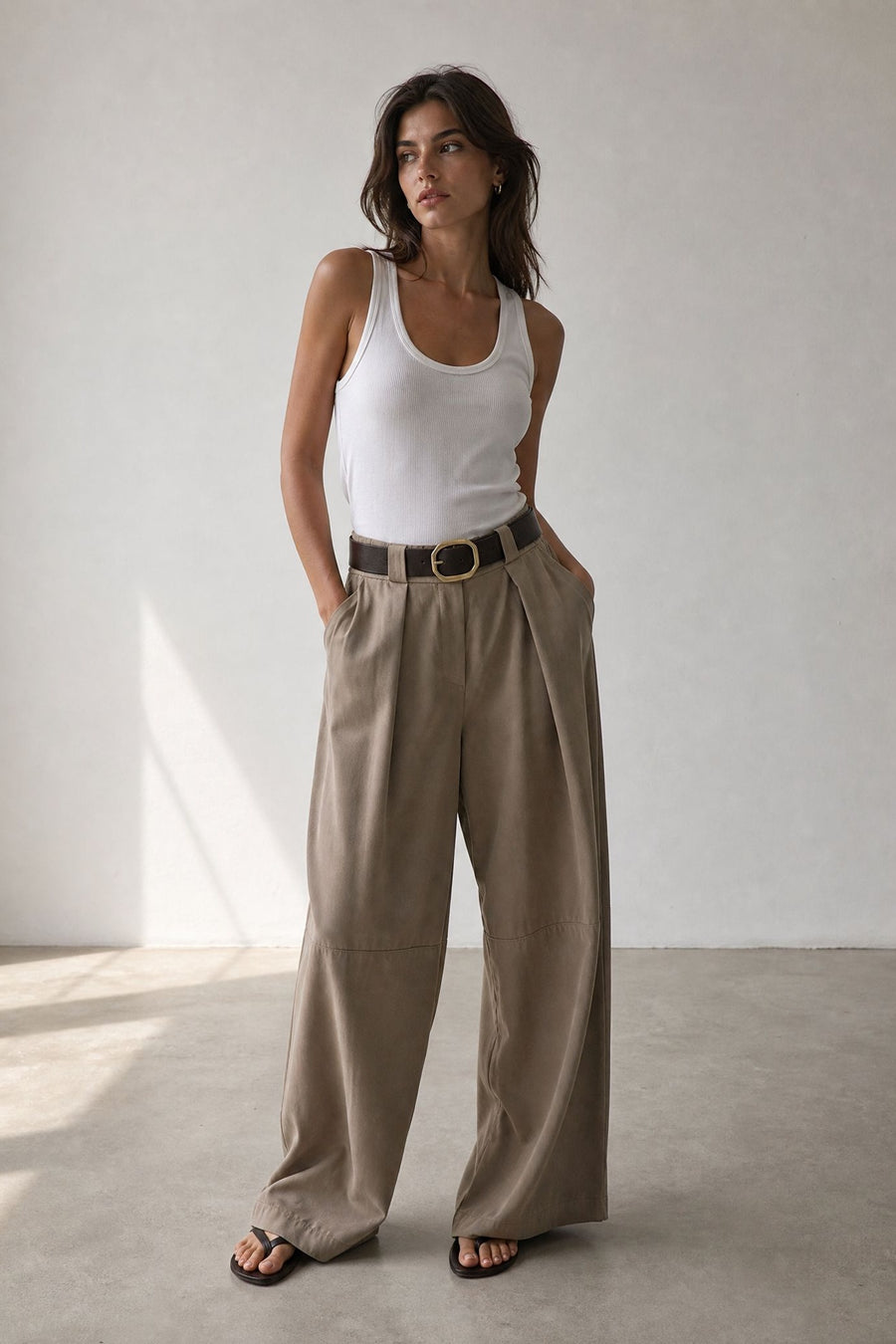 Pantalon barrel 7 8 en coton