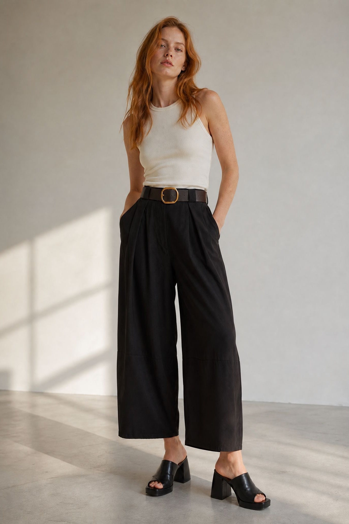 Pantalon barrel 7 8 en coton