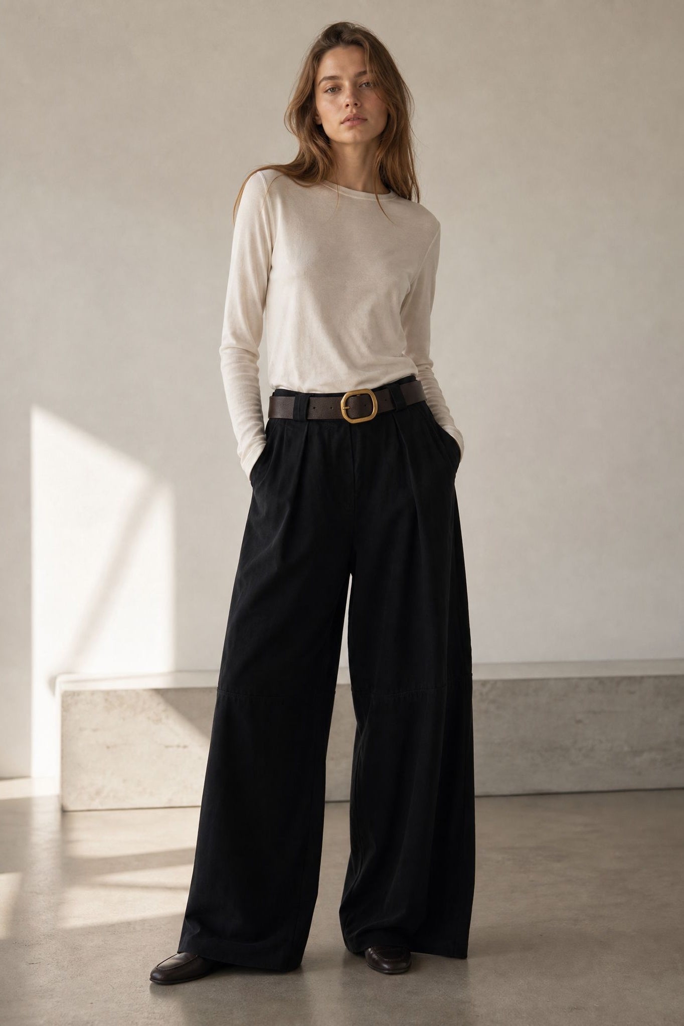 Pantalon barrel 7 8 en coton