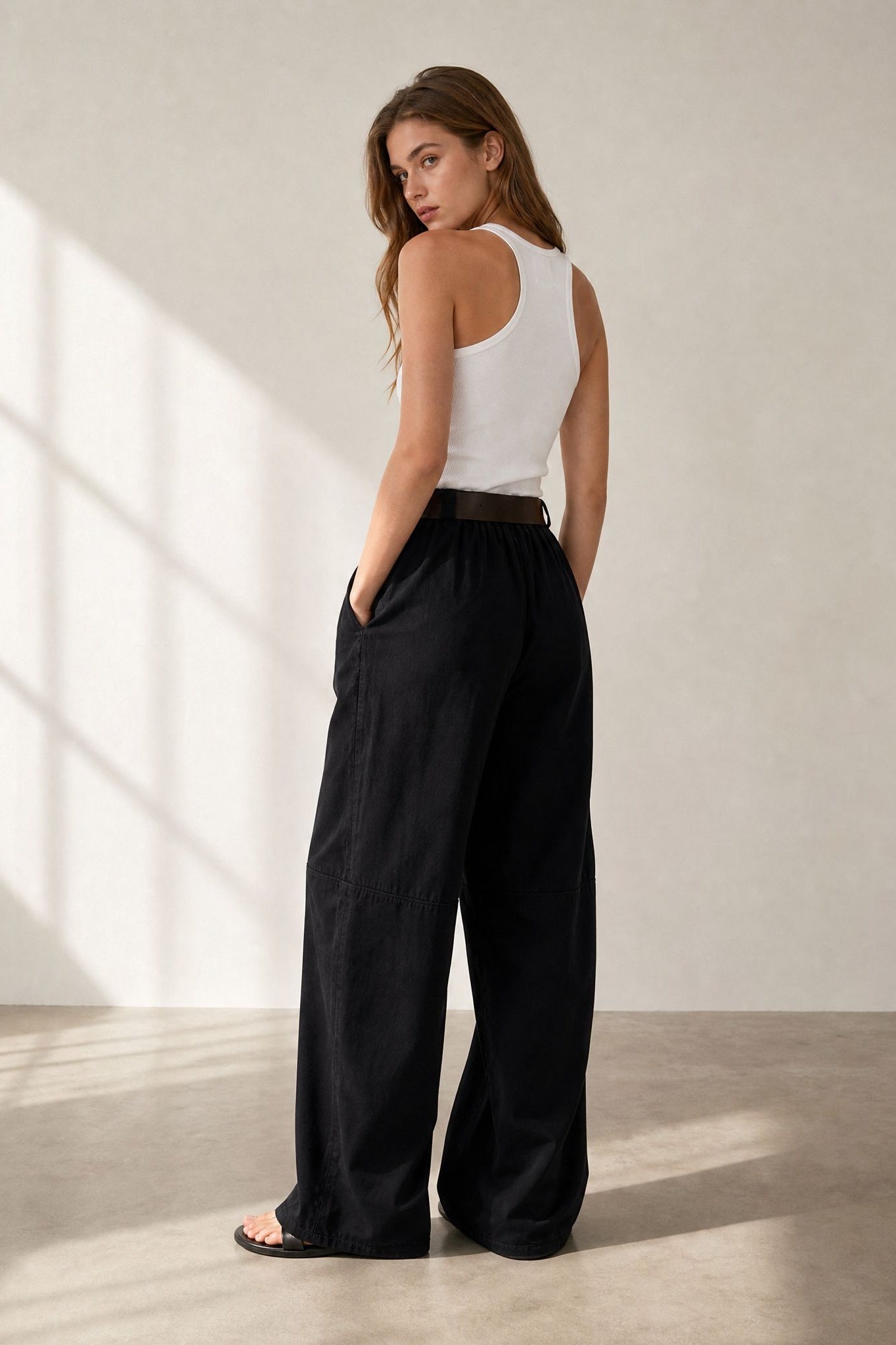 Pantalon barrel 7 8 en coton