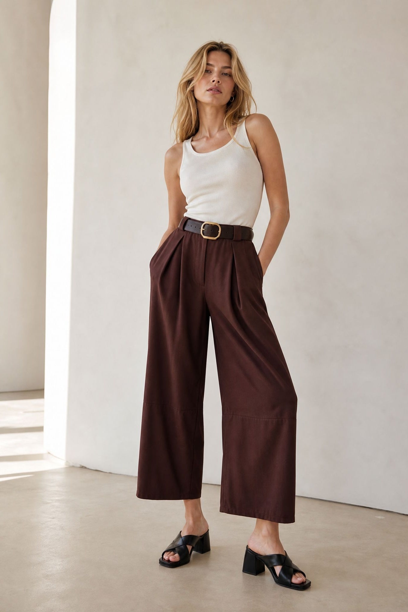 Pantalon barrel 7 8 en coton