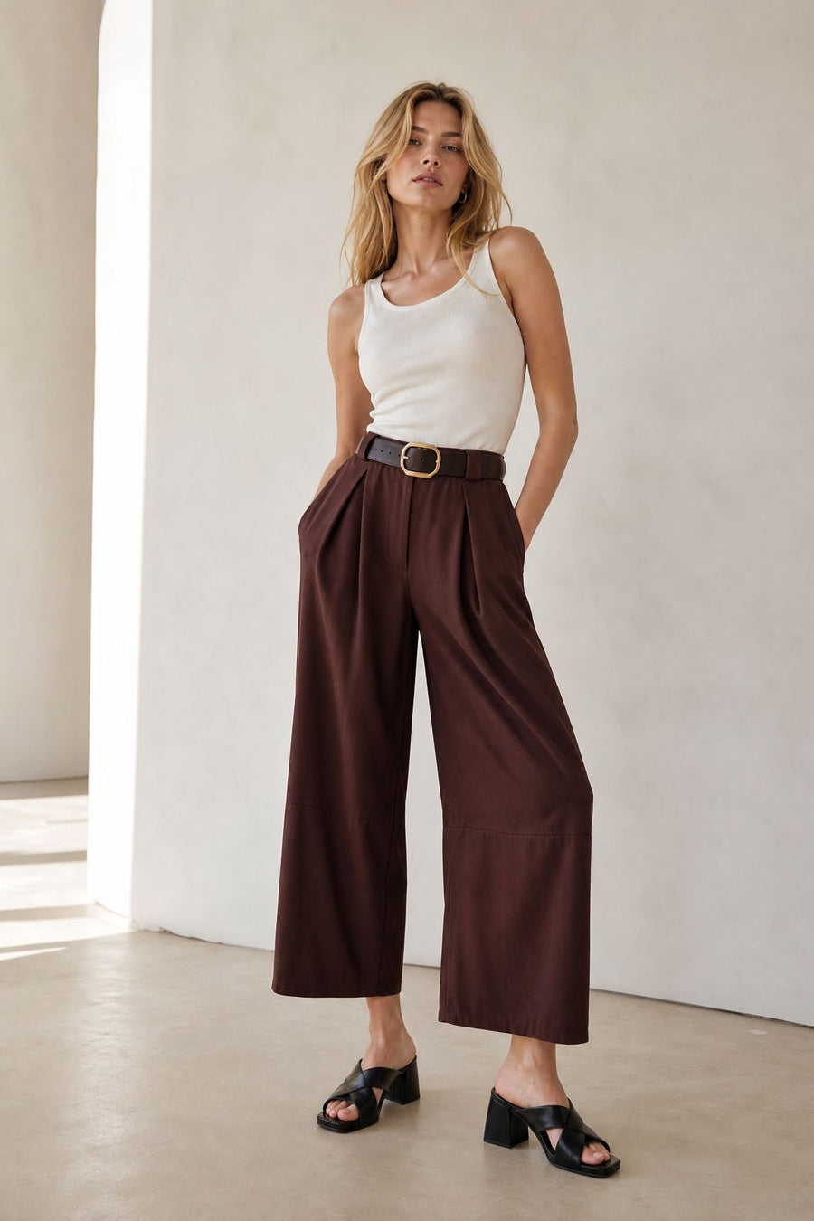 Pantalon barrel 7 8 en coton