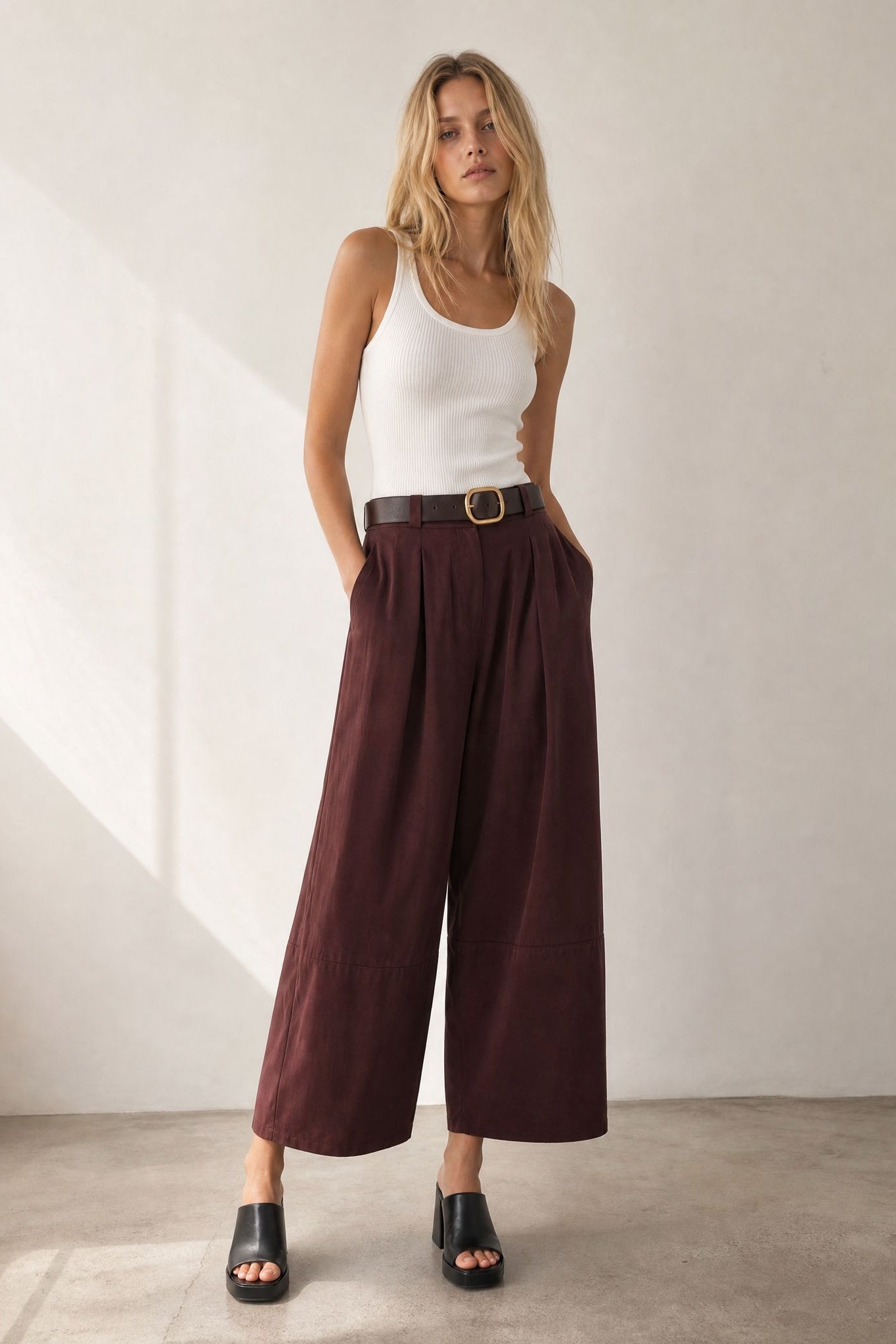 Pantalon barrel 7 8 en coton