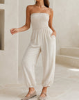Combinaison fluide beige poches