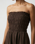 Combinaison bustier smockée marron