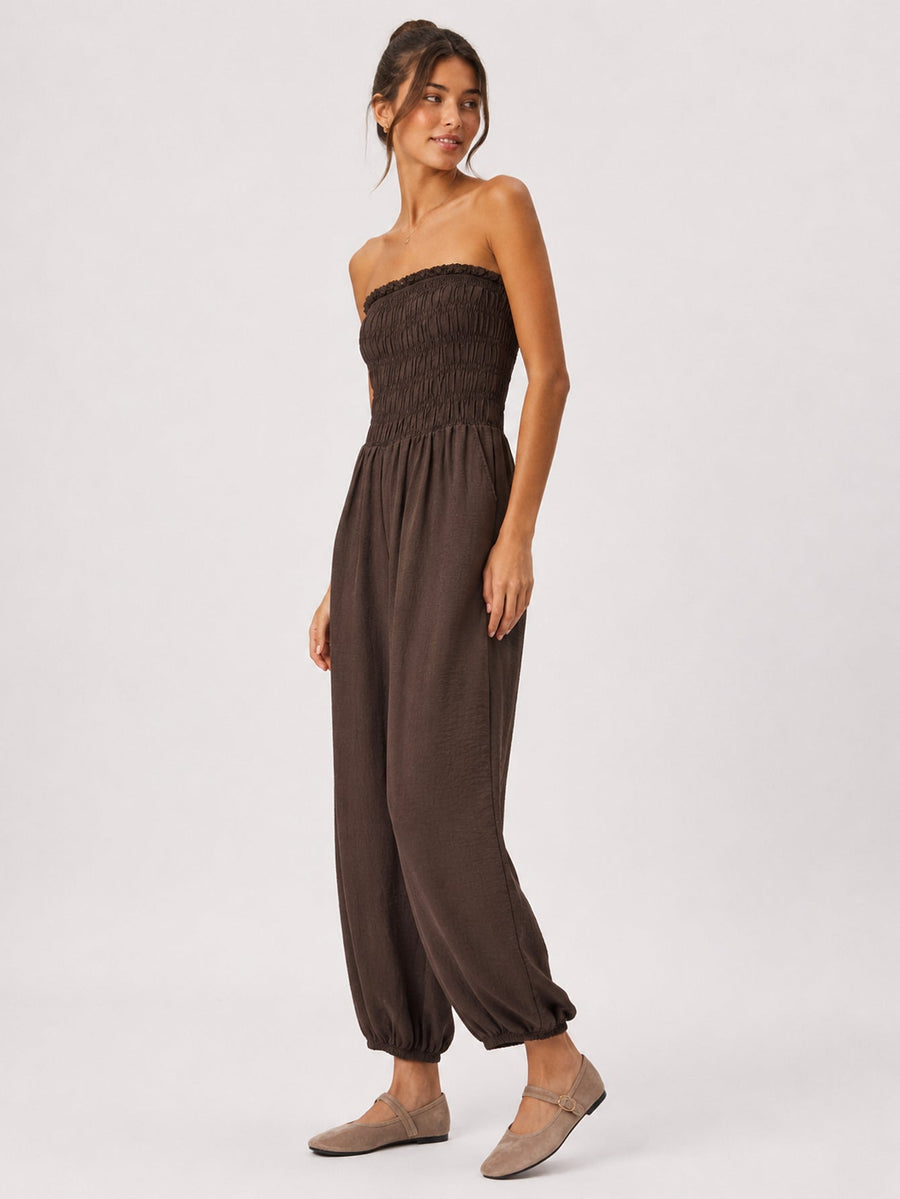Combinaison bustier chevilles élastiquées marron
