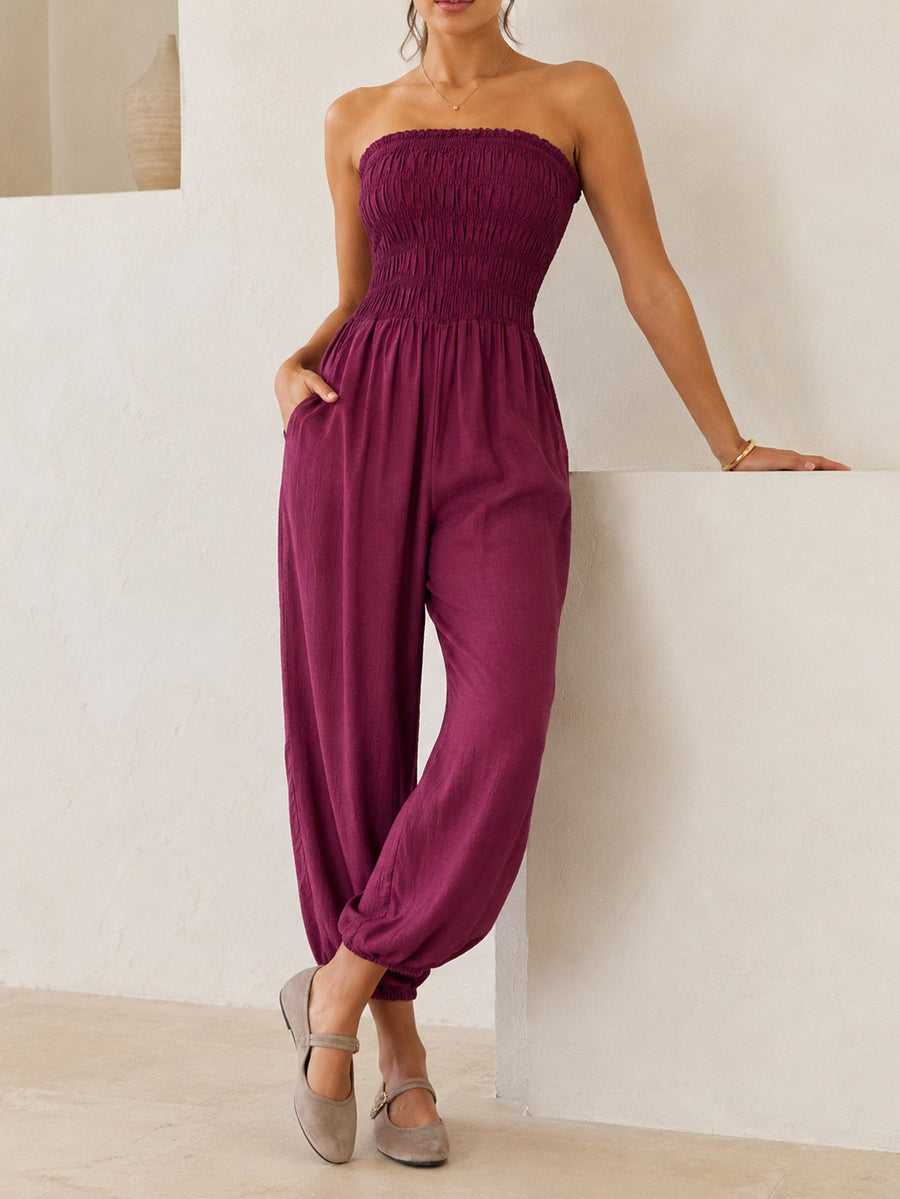 Combinaison fluide bordeaux poches
