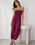 Combinaison bustier smockée bordeaux