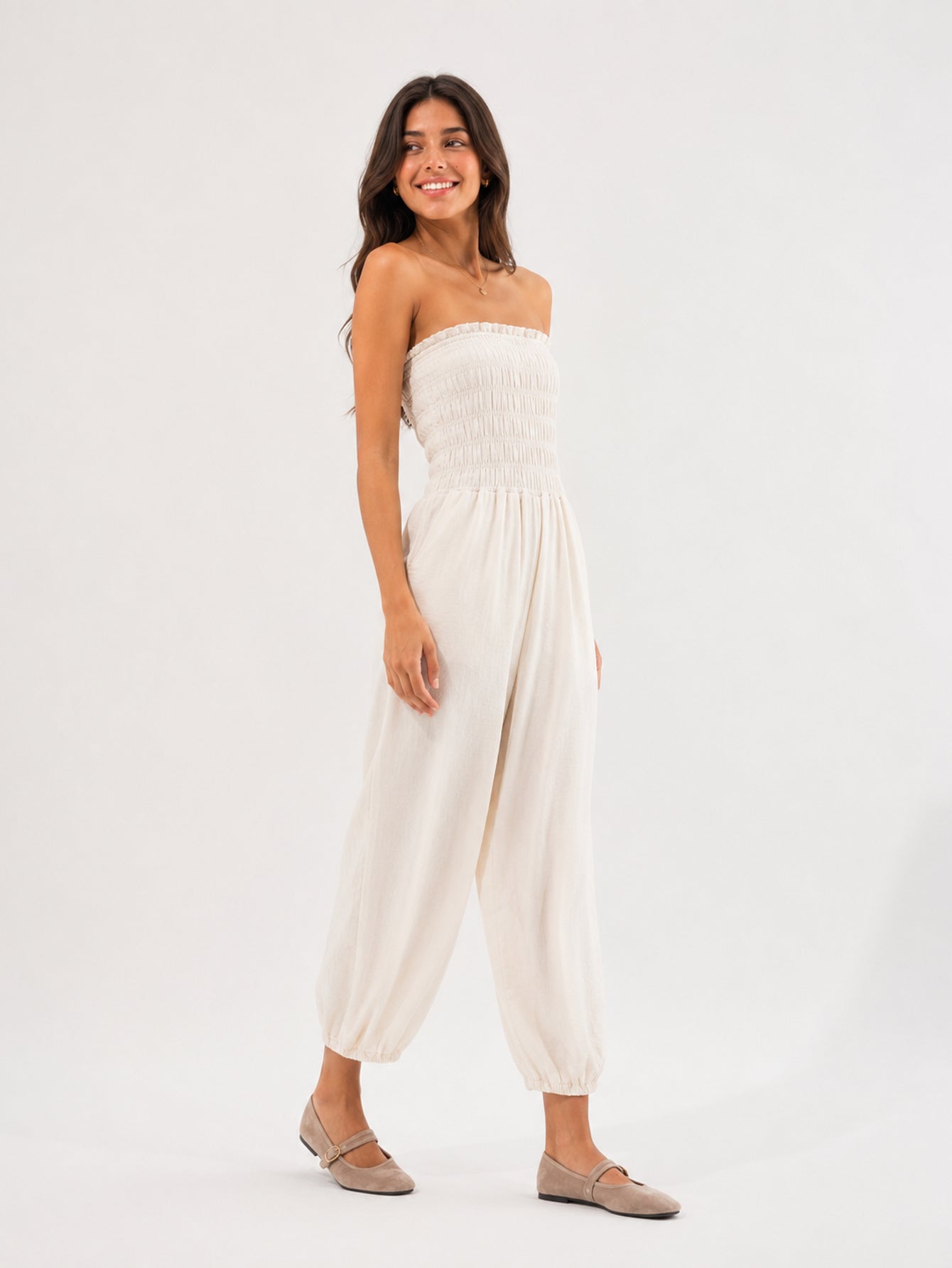 Combinaison bustier sans bretelles beige