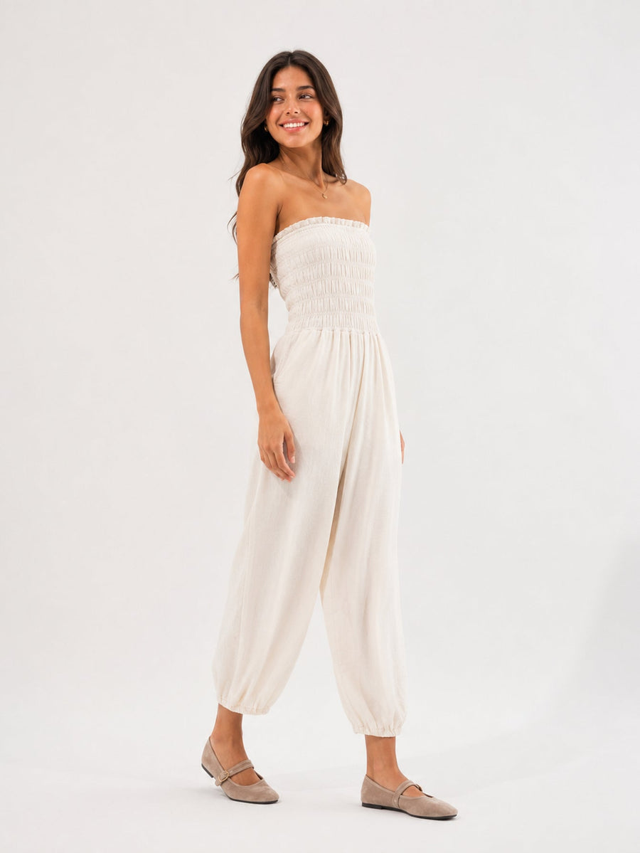Combinaison bustier sans bretelles beige
