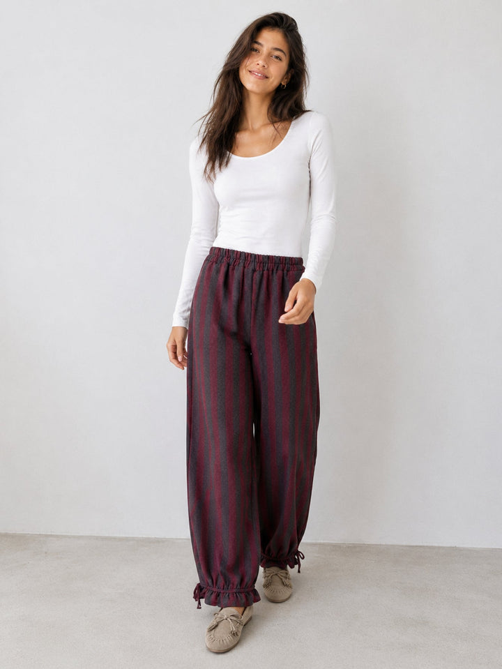 Pantalon rayé en coton mélangé pour femme vue 05