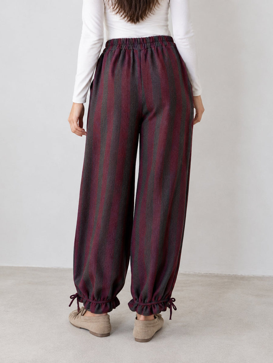 Pantalon rayé en coton mélangé pour femme vue 06