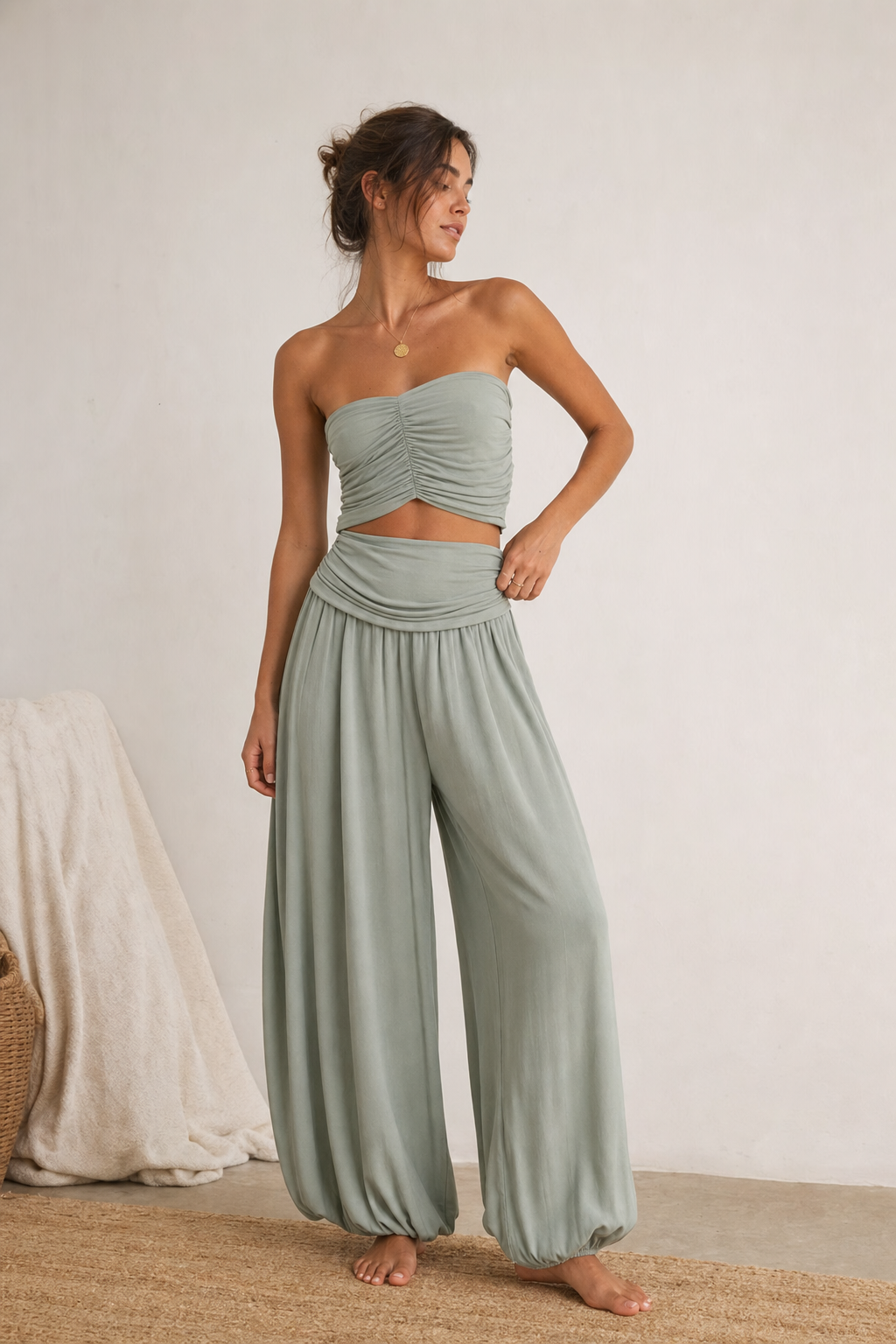 pantalon bouffant en viscose taille drapee image 6
