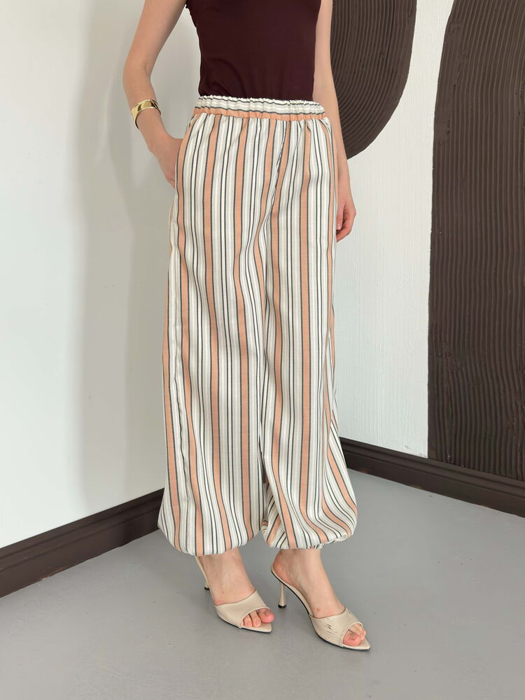 pantalon fluide a rayures chevilles elastiquees image 4