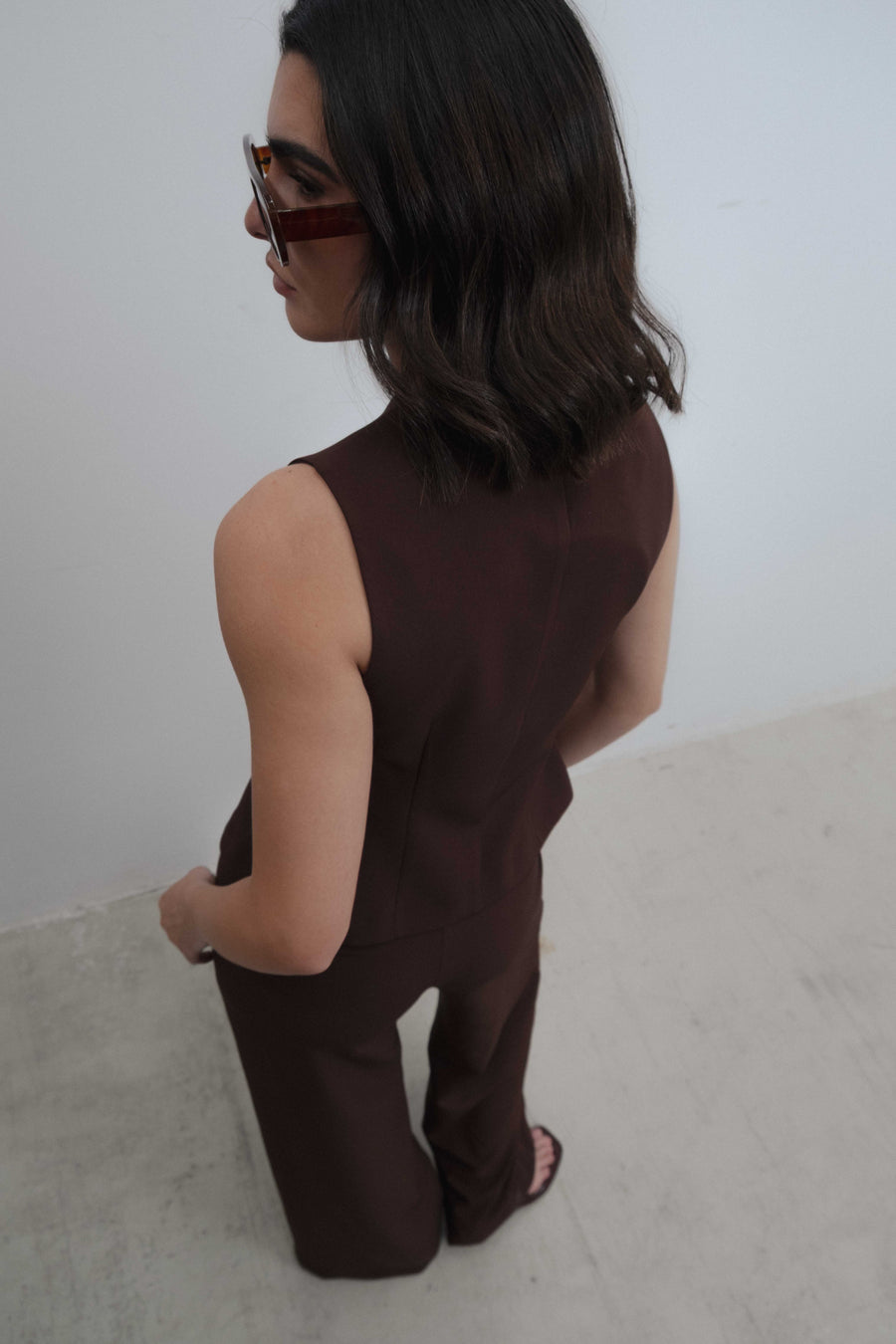 Pantalon marron chocolat vue dos