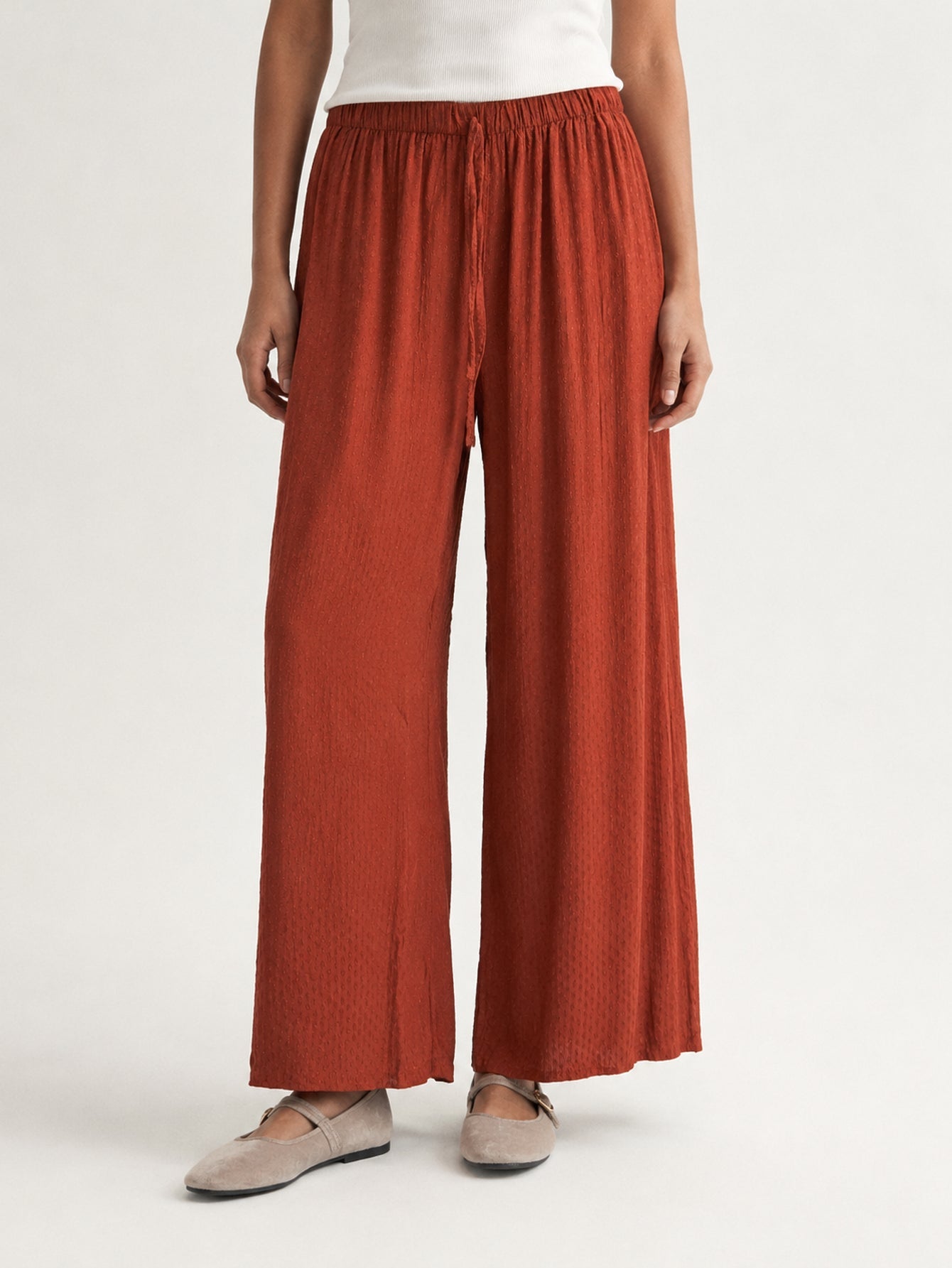 pantalon fluide jacquard rouille face