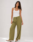 pantalon fluide jacquard vert olive face