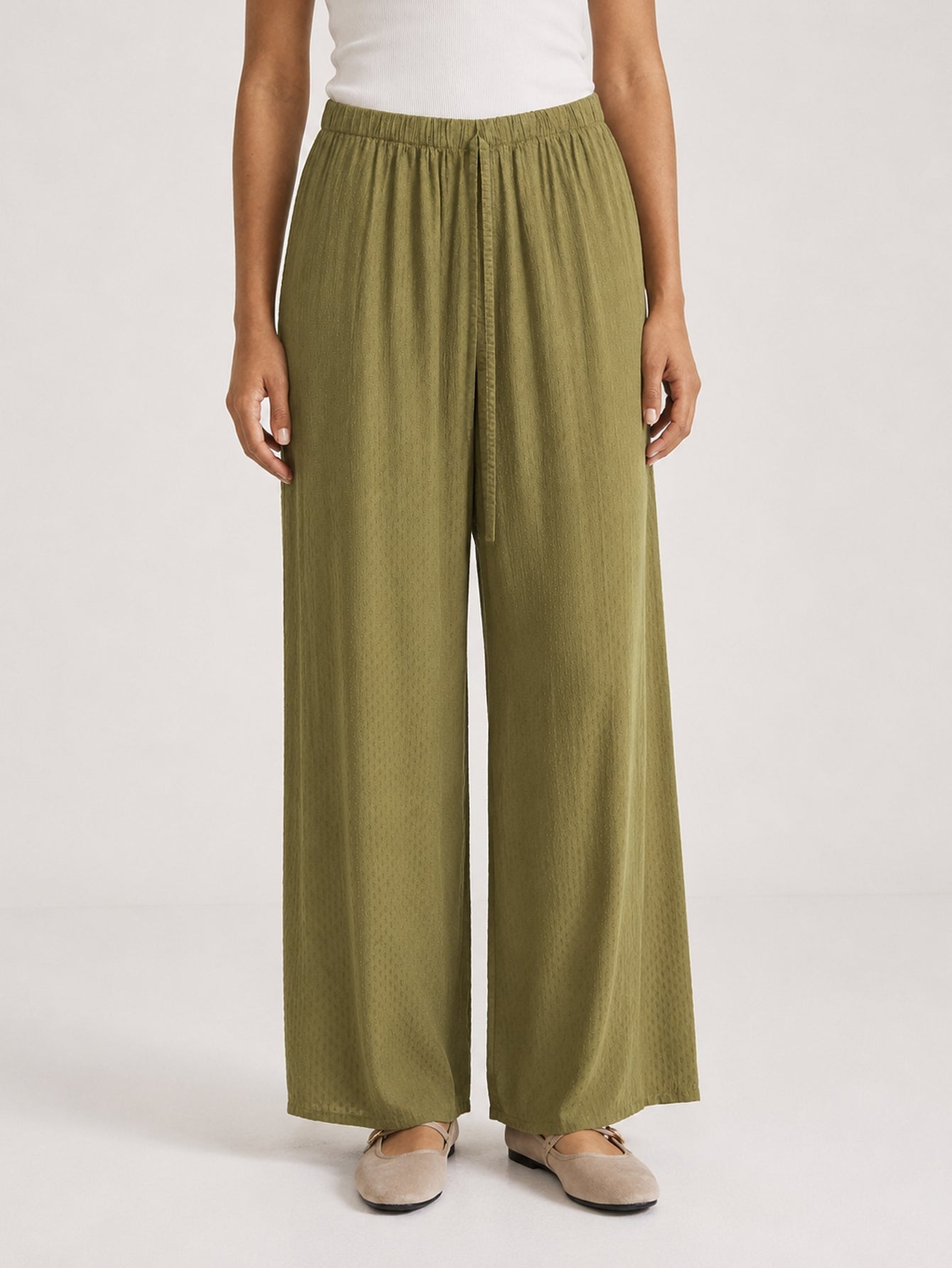 pantalon fluide vert olive studio