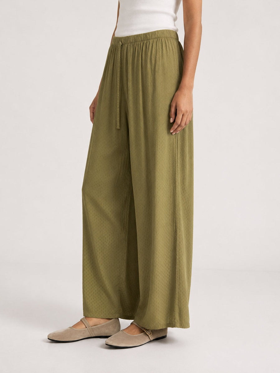 pantalon palazzo vert olive profil