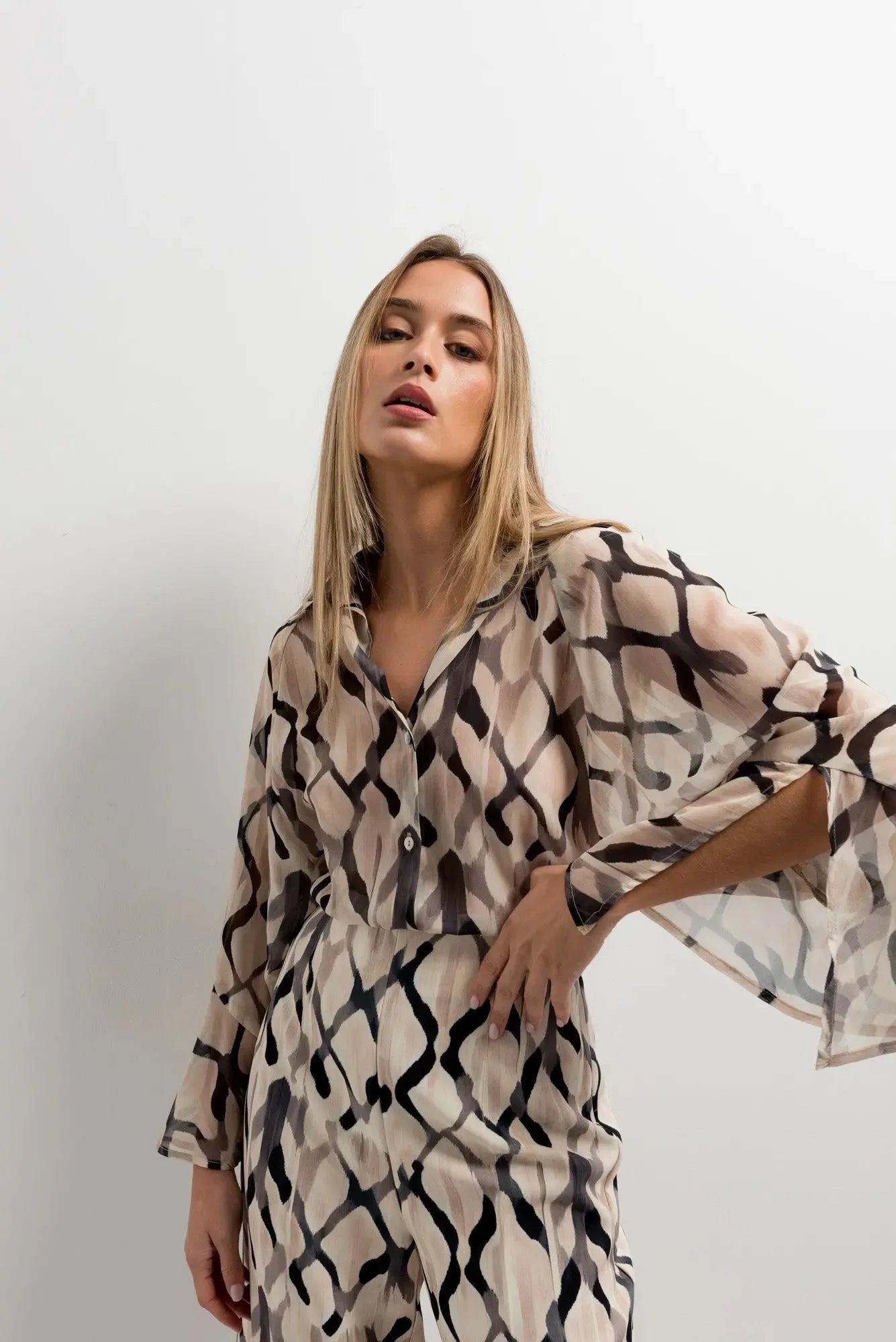 Ensemble blouse et pantalon imprimée culotte pour femme, style élégant et tendance