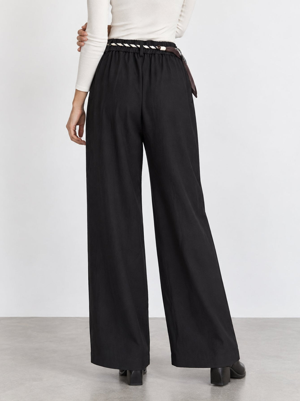 pantalon large noir dos élastiqué