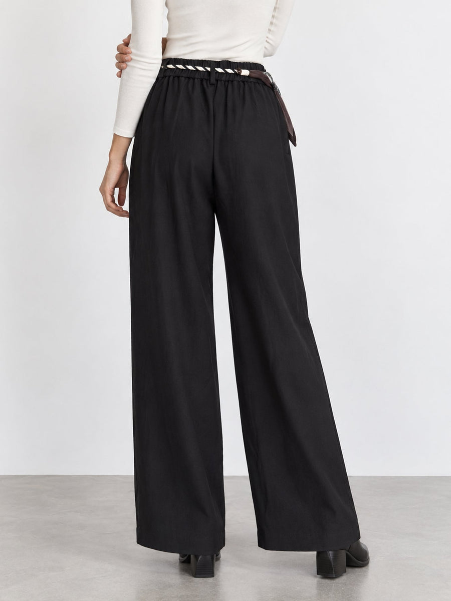 pantalon large noir dos élastiqué