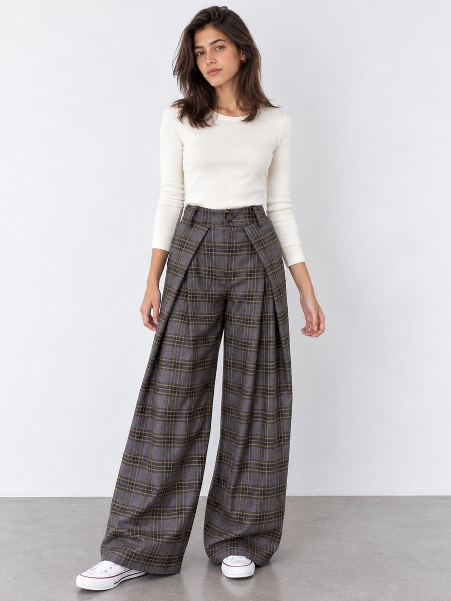 pantalon palazzo porté de face