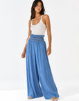 pantalon palazzo bleu jambe ultra large