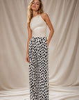 Pantalon palazzo crème à pois