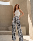Pantalon palazzo crème à pois