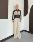 pantalon palazzo en guipure beige image 2