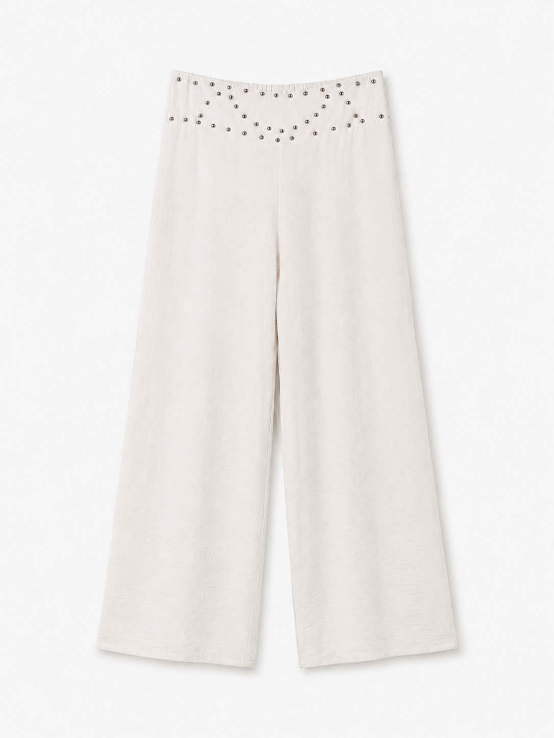 pantalon large en viscose a ceinture cloutee image 1