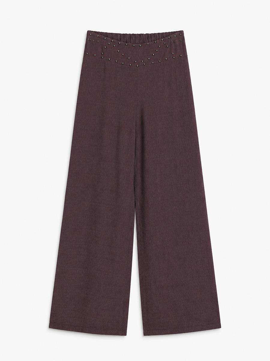 pantalon large en viscose a ceinture cloutee image 3
