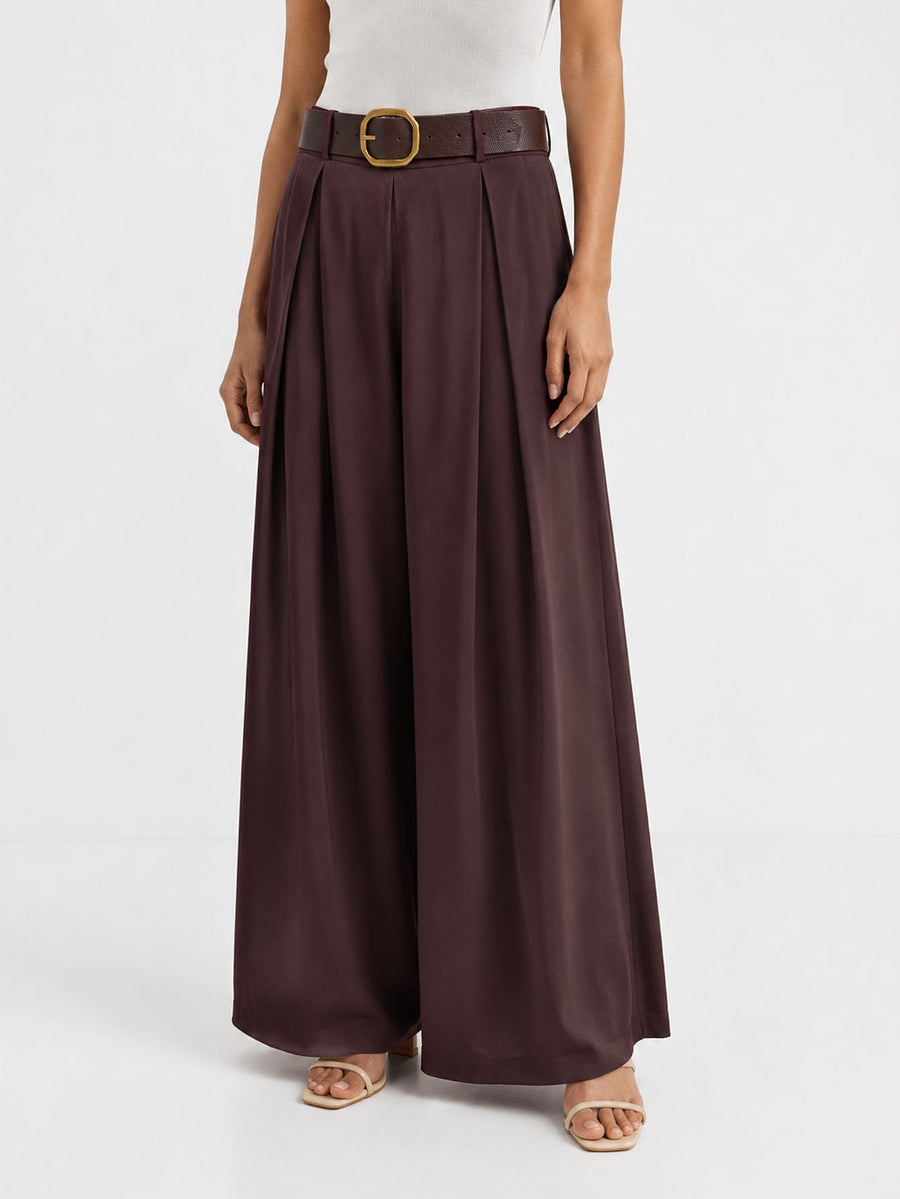 pantalon palazzo marron vue face
