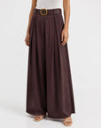 pantalon palazzo marron vue face