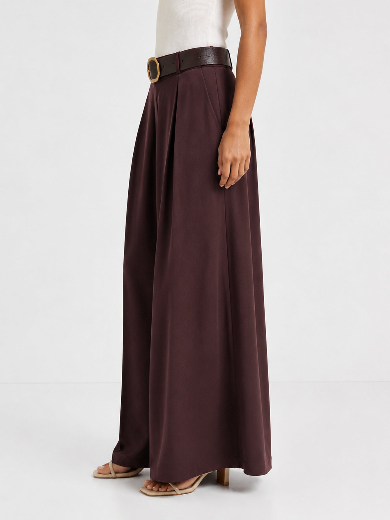 pantalon palazzo marron vue profil