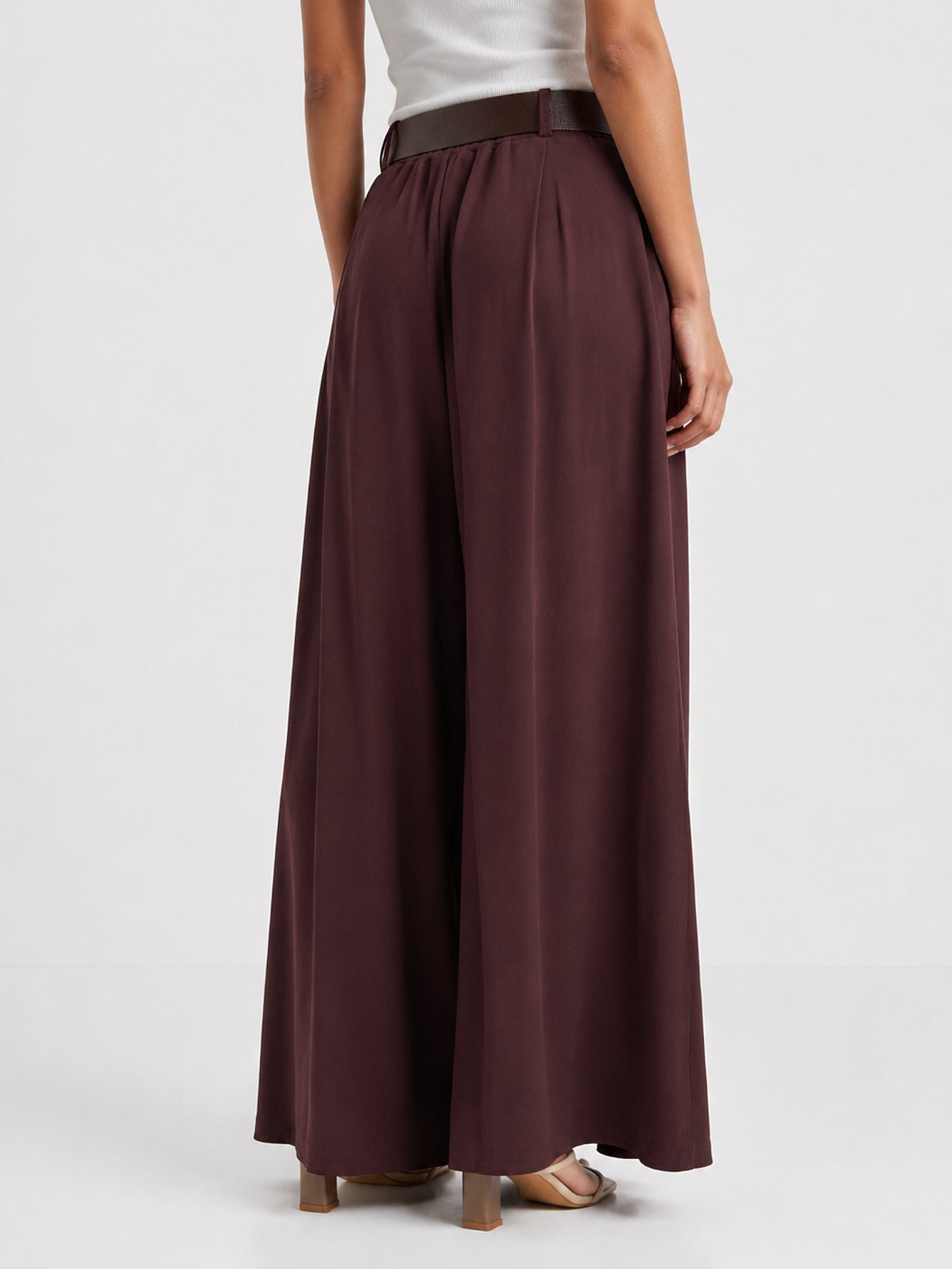 pantalon palazzo marron vue dos