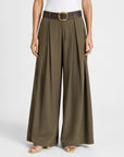 pantalon palazzo kaki vue face
