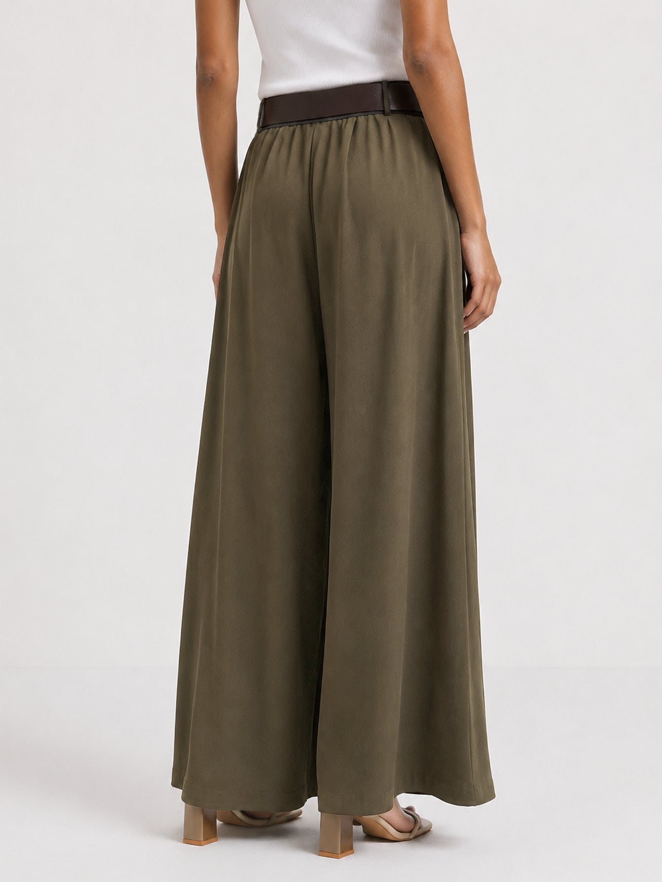 pantalon palazzo kaki vue dos