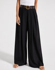 pantalon palazzo noir à plis