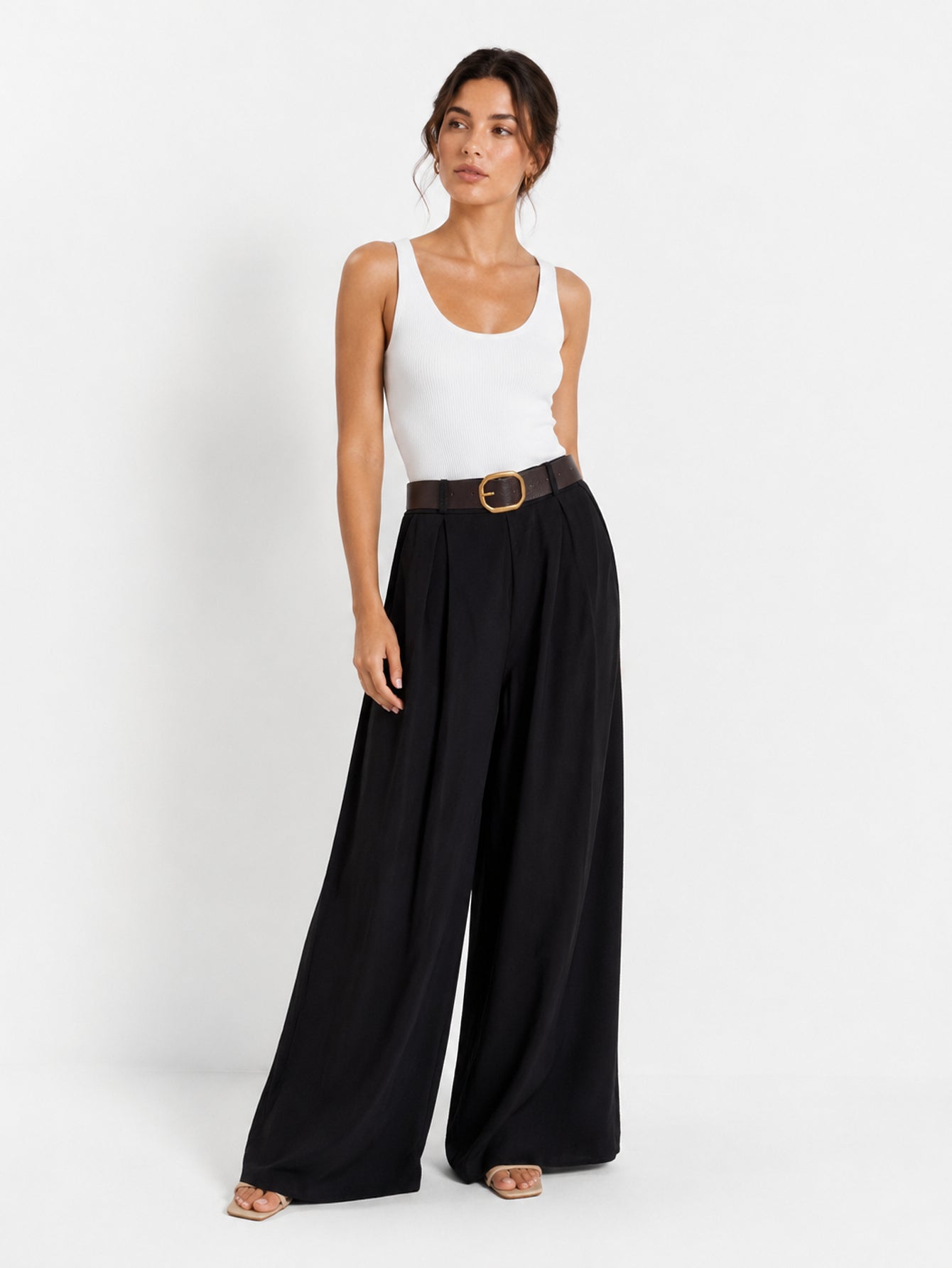 pantalon palazzo noir vue entière