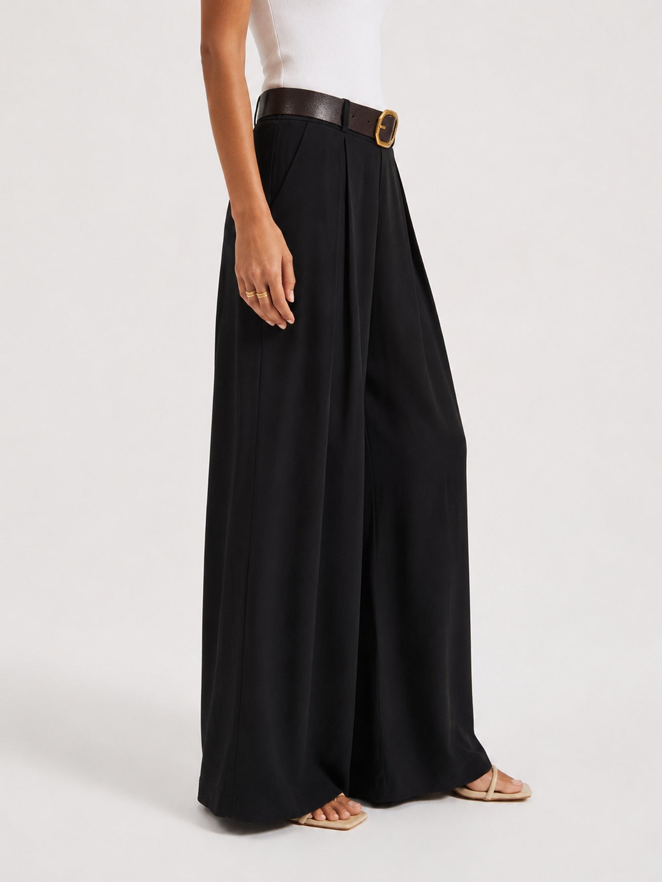 pantalon palazzo noir vue profil